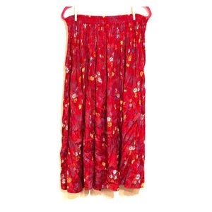 Vibrant red flowing skirt